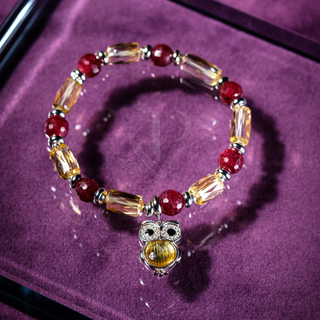 Limited Edition Premium Citrine, Ruby With Swedish Meteorite Owl Charm