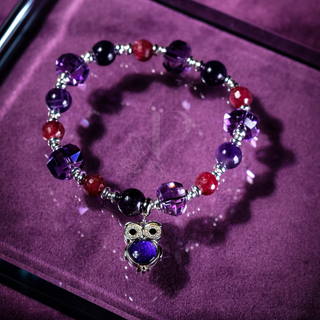 Limited Edition Premium Amethysts, Ruby With Swedish Meteorite Owl Charm