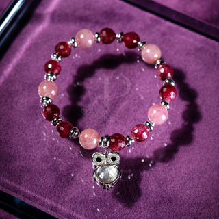 Limited Edition Premium Ruby & Lavender Rose Quartz With Swedish Meteorite Owl Charm