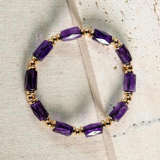 Amazing Amethysts Stacker Bracelet (Barrel Cut)