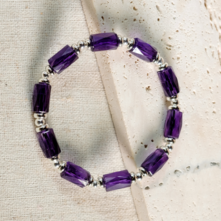 Amazing Amethysts Stacker Bracelet (Barrel Cut)