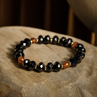 Black Spinel & Orange Spessartine Stacker Bracelet [8mm]