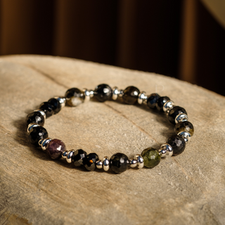 Black Spinel & Old Mine Tourmaline Stacker Bracelet